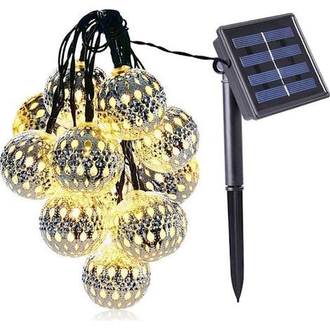 Marokkanische Solar-Lichterkette für den Außenbereich, 5 m, 20 LEDs, 8 Beleuchtungsmodi, wasserdicht, ideal für Garten, Terrasse, Rasen, Haus, Partys und Feste.