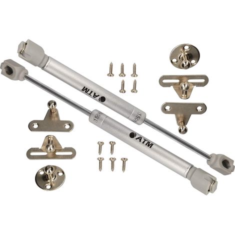 KOTARBAU Lot de 2 vérins à gaz pour meubles - 150 N - Ressort à gaz hydraulique - Argenté (1/5)