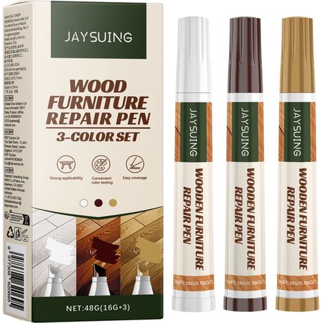 Stylos de restauration pour meubles en bois Jaysuing (lot de 3) : stylos de retouche pour portes en bois, stylos de retouche pour meubles dont la peinture s'est écaillée, stylos de réparation des rayu (1/5)