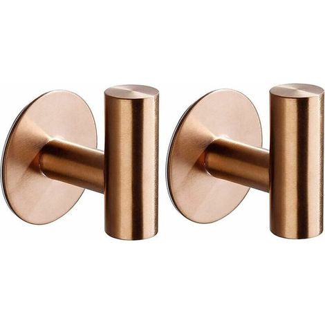 (Roségold) 2-teiliges Set selbstklebender Wandhaken für Bad, Küche, Bilderaufhängung (kein Bohren erforderlich), selbstklebende Handtuchhaken aus Edelstahl
