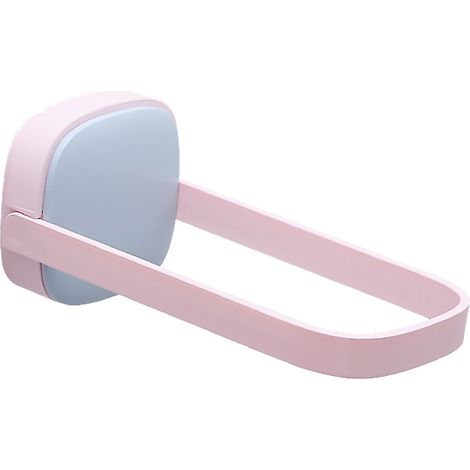 Porte-penderie mural pliable en forme de U, coins arrondis, pour salle de bain ou balcon, bleu et rose. (1/5)