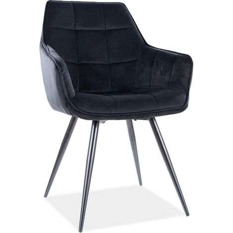 Chaise design métal et velours noir Deli (1/3)
