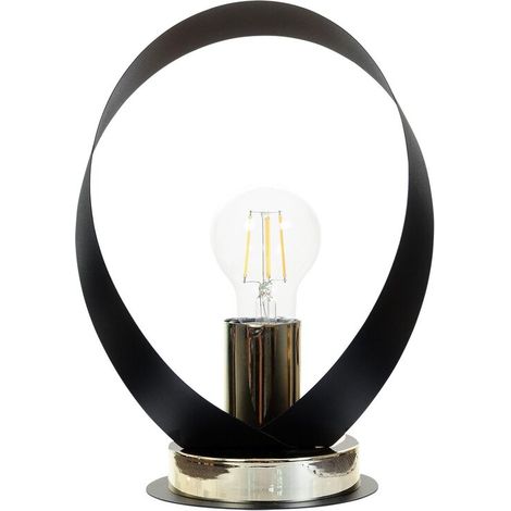 [NEUWERTIG] B-Ware Euluna Tischleuchte Lampe Petla schwarz gold Metall Ø 19 cm Spot Leuchte Licht (1/2)