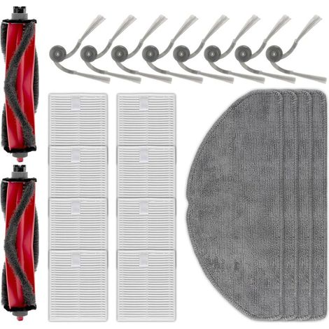 (22 pièces) Kit d'accessoires et de pièces de rechange pour aspirateur robot Roborock Q7 M5, Q7 M5+, Q7 L5, Q7 L5+, 2 brosses rotatives, 8 brosses latérales, 8 filtres HEPA, 4 lingettes de nettoyage (1/5)