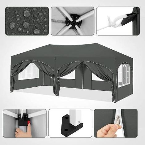 Gazebo 3x6m avec 6 murs latéraux, Partiizelt résistant à l'eau, protection UV (1/5)