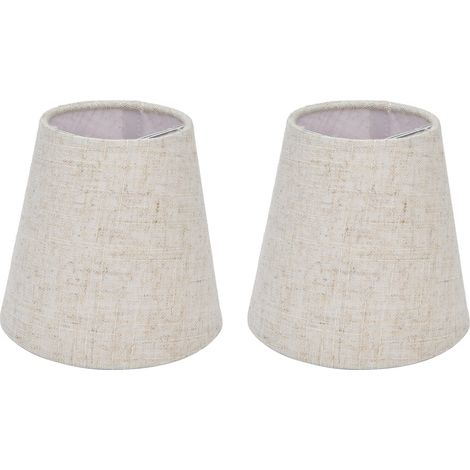Lot de 2 abat-jour en tissu à clipser pour lampe de table à vis E14, style chandelier ou lustre, en lin (PT09). (1/5)