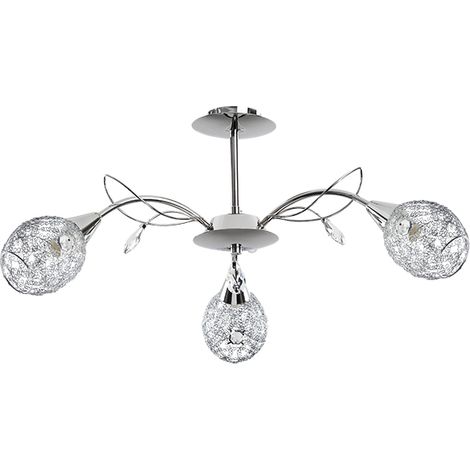 Plafonnier glamour chromé cristal 3xE14 Marlena Alfa (1/2)