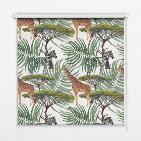 Tenda a Rullo Interna per Finestra - Tenda Filtrante Luce - Tenda Privacy - Tenda Decorativa Rettangolare - Rullo per Interni - (70 cm x 140 cm) - Animali e alberi