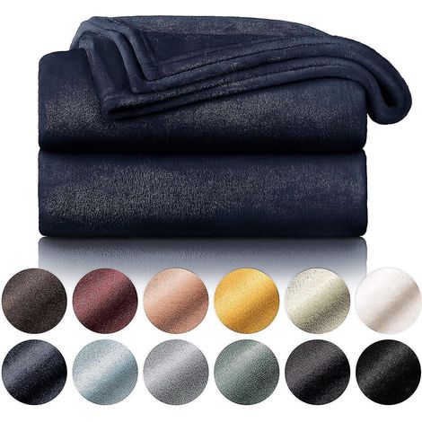 Weiche und flauschige Decke – Hochwertige, ultraweiche Fleecedecke, ideal als Sofaüberwurf, Tagesdecke oder Wohnzimmerdecke – 130 x 150 cm – Ozeanblau