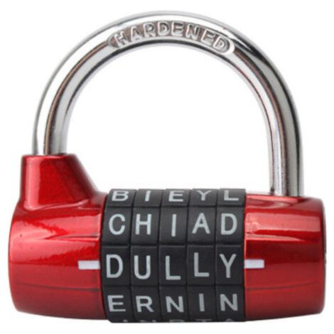 Sollbry Serrure de casier de Gymnastique, Cadenas de sécurité Robuste avec Mot de Passe, 5 Lettres (Rouge) (1/5)
