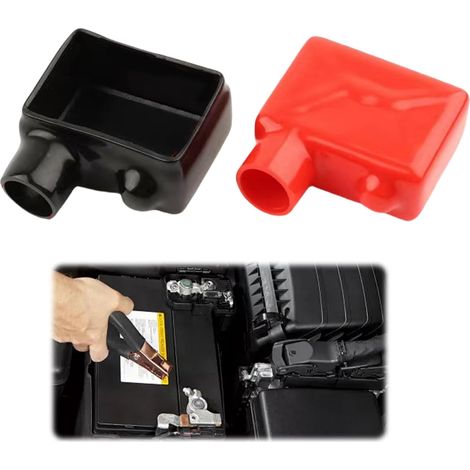 Bornes de Batterie Couvre, 2 Pièces Capuchon Battery Terminal, Caoutchouc Bornes Bouchon Protecteur, Borne de Batterie Couvercle Isolant, pour Voitures, Camions, Moto (1/5)