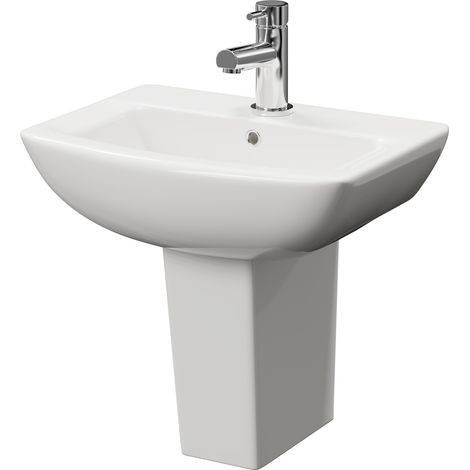 Ailsa 500mm Basin with 1 Tap Hole and Semi Pedestal (1/5)