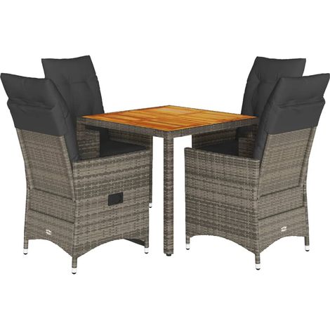 vidaXL Set da Pranzo da Giardino 5 pz con Cuscini in Polyrattan Grigio (1/5)