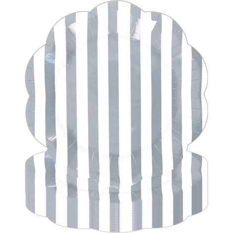 Lot de 50 Assiettes Carton Bleu Blanc Rayée de 18cm, Festonnées Assiette Jetable Vaisselle Jetable Anniversaire Pour Desserts Anniversaires Baby Showers Mariages Décorations (Bleu) (1/5)