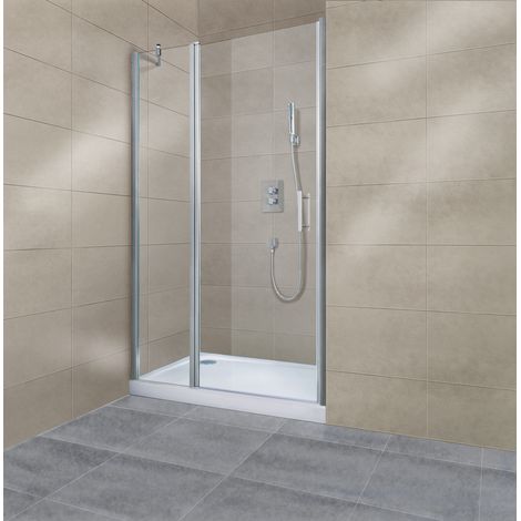 Schulte – Porte de douche pivotante grande niche 120 x 195 cm – Verre 5 mm anticalcaire – Ouverture extérieure – Profilé chromé – Montage réversible