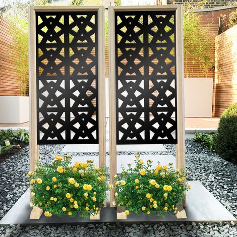 RAILING - Paravent modulable - 70x190 cm - en bois et PVC - Couleur : noir