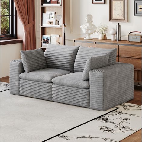 Canapé modulaire en tissu gris, rembourrage en mousse, assise moelleuse, sans montage, pour salon ou chambre (1/5)