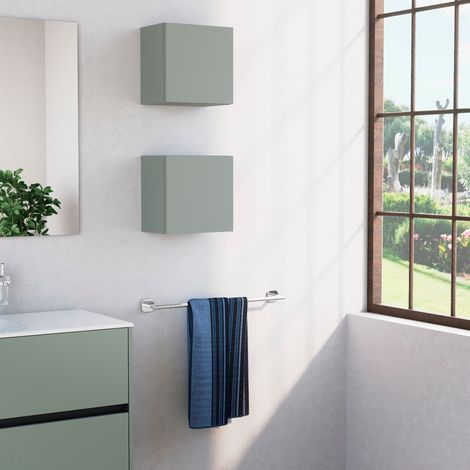 Inda - Pensile bagno con anta DX 30x30 cm - Verde salvia opaco (1/3)