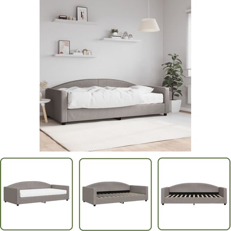 vidaXL Lit de jour avec matelas taupe 100x200 cm tissu (1/5)