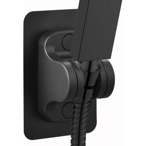 Selbstklebender Duschhalter, verstellbarer, wasserdichter Halter für Handbrausen, starke Haftung, keine Bohrungen zur Wandmontage erforderlich (Schwarz) (1/5)