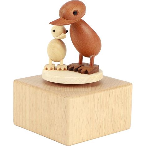 Boîte à musique rotative en bois avec animaux - Cadeau idéal pour la Saint-Valentin ou un mariage - Décoration de table - Canard (1/5)