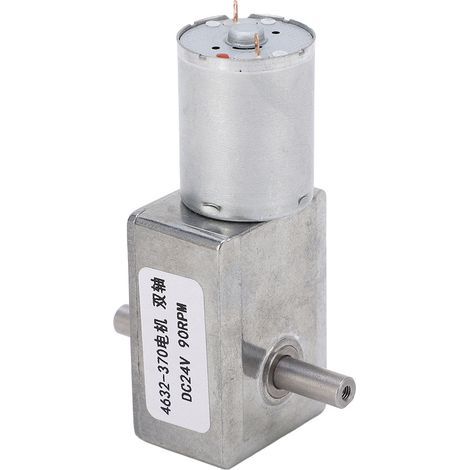 Gleichstrom-Getriebemotor, Doppelwelle, variable Drehrichtung, einstellbare Vierkantturbine, Schneckengetriebe, 24 V DC, 90 U/min (1/5)