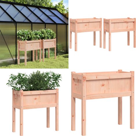 Pflanzkübel 2 Stk. mit Beinen Massivholz Douglasie - Holzpflanze - Douglasienholz - Gartendeko - Balkonpflanzen - Terrasse - Home & Living (1/5)