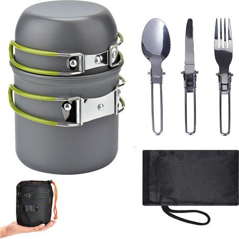 Réchaud à gaz portable 1-4 personnes – Aluminium anodisé léger – Pliable avec sac de rangement – Pour camping, randonnée, pêche (1/5)