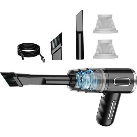 Aspirateur de voiture sans fil rechargeable, en matériau ABS, noir, adapté à un usage occasionnel. (1/5)
