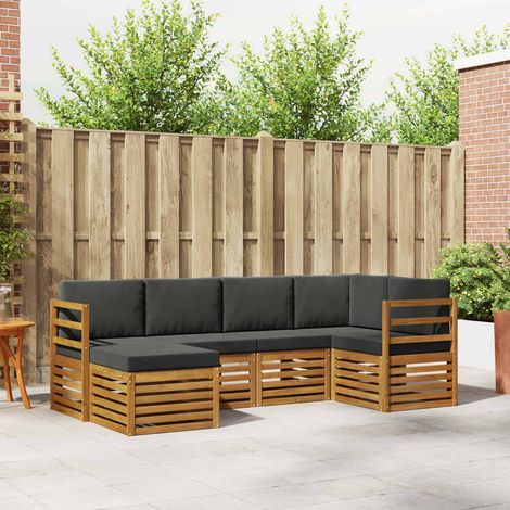 vidaXL Ecksofa Set mit Kissen 6 pcs Natur und Anthrazit (1/5)