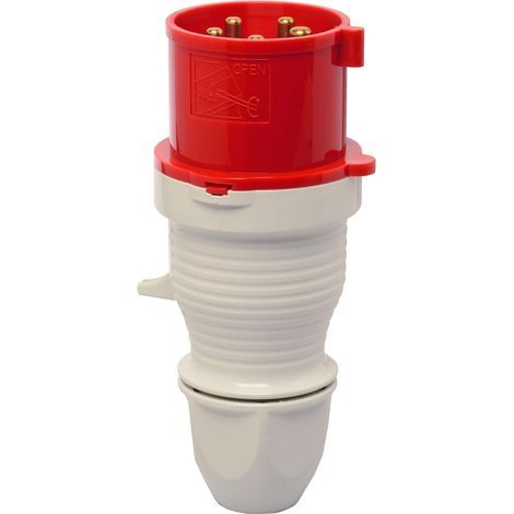 CEE 5P 16 A IP44 400 V Red Screw-on Plug for Industrial Use (1/3)