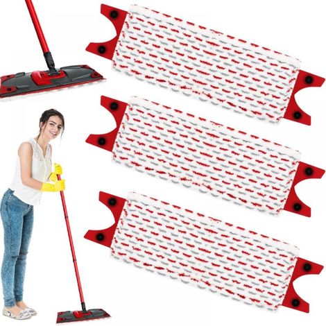Pack of 3 Vileda UltraMax refills - 2 in 1 absorbent microfiber mop for floors and stains, red.