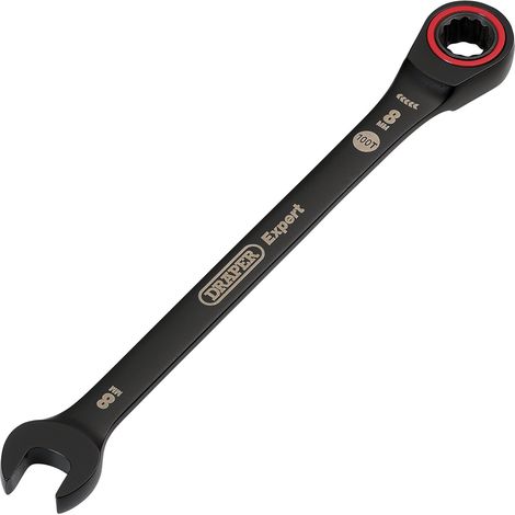 Draper 8.0MM RATCHETING SPANNER 03879 HI-TORQ® Metric Ratchet Combination Spanners, Black