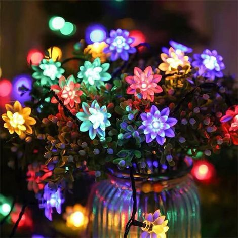 Guirlande Lumineuse Solaire - Fleur De Lotus - Étanche - 5 M - 20 LED - Pour Jardin Terrasse Pelouse Extérieur - 1 Pièce (1/5)