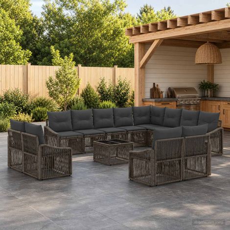 Set Divano da Giardino 13 pcs Grigio polyrattan vidaXL (1/5)