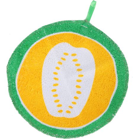 Essuie-mains microfibre coton motif fruit avec anneau suspension ultra absorbant doux 20,5cm orange melon (1/5)