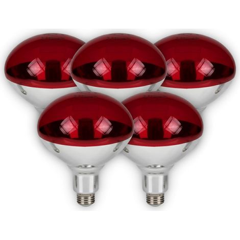 Ampoule Chauffante 150W E27, Lampe Infrarouge Rouge pour Terrarium, Chiens, Thérapie de Chaleur, Lampe Chauffante Animaux (Pack 5) (1/5)