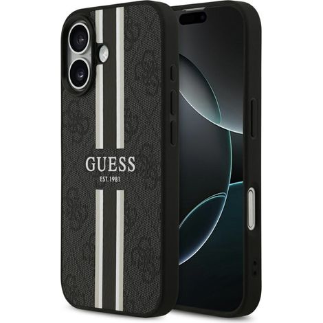 Custodia Guess 4G con stampa a righe e MagSafe per iPhone 17, nera. (1/5)