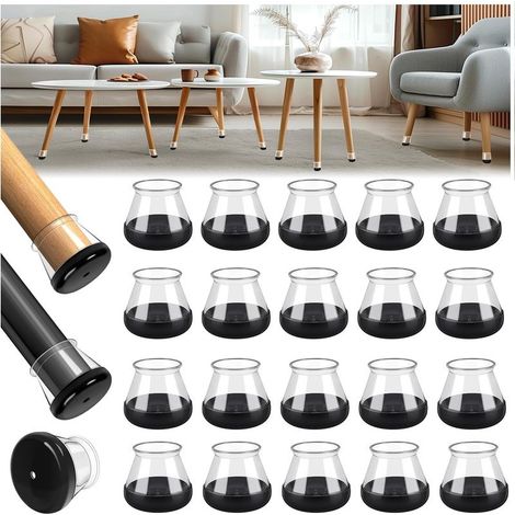 28 Pièces Protection Pied de Chaise, Roud Petit Silicone Patin Protège Pied de Chaise, Patins de Pieds de Chaise pour Moquette(Fit: 13-20mm) (1/5)
