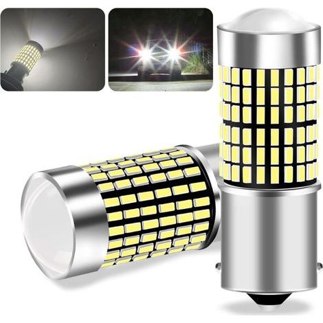 2PCS 1156 BA15S P21W Ampoule LED, Ampoule voiture blanche 144 LED, super lumineuse étanche Convient pour les feux de recul (1/5)