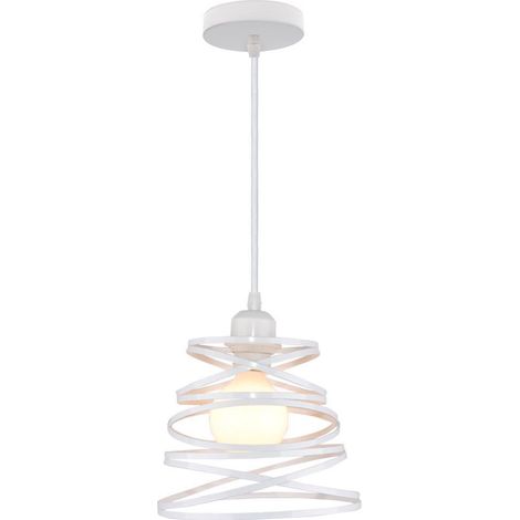 Suspension Luminaire Moderne Design à Spirale Métal Vintage Éclairage E27 20cm Blanc (1/5)