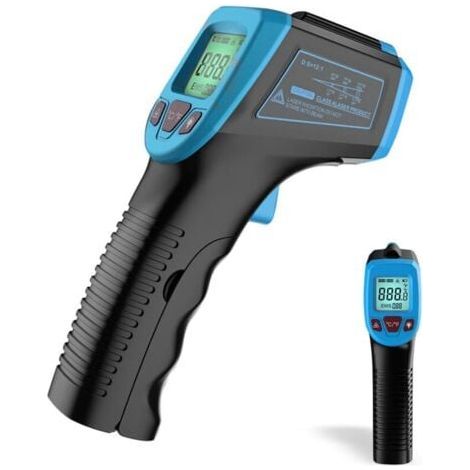 Thermometre Infrarouge, Pistolet De Temperature Laser Numerique Sans Contact -58 °F A 1112 °F (-50 °C A 600 °C) Avec Ecran Lcd, Bleu, Bleu-- (1/4)