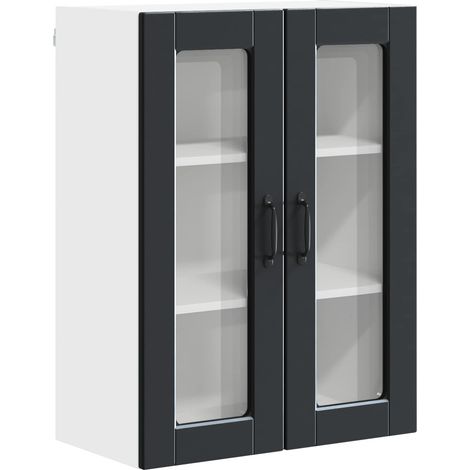 Maison Exclusive - Mobile in vetro da parete PORTO Nero 60 x 31 x 80 cm