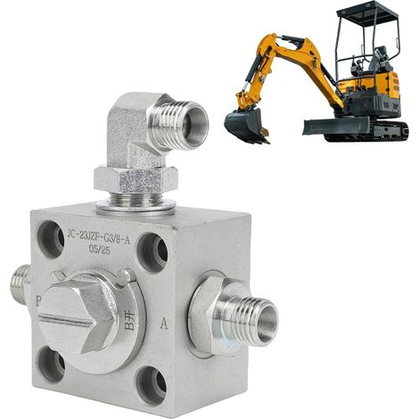 Vanne de dérivation à trois voies pour pelle, accessoires hydrauliques pour mini-pelle, pièces de rechange d'accélérateur pour mini-pelle et vis pour accessoires hydrauliques (1/5)