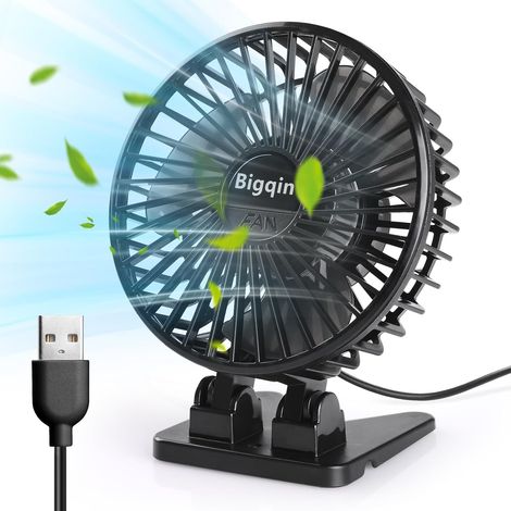 Petit ventilateur de bureau USB, mini ventilateur de refroidissement de table avec 3 vitesses de réglage à 90°, mini ventilateurs pour refroidissement (1/5)