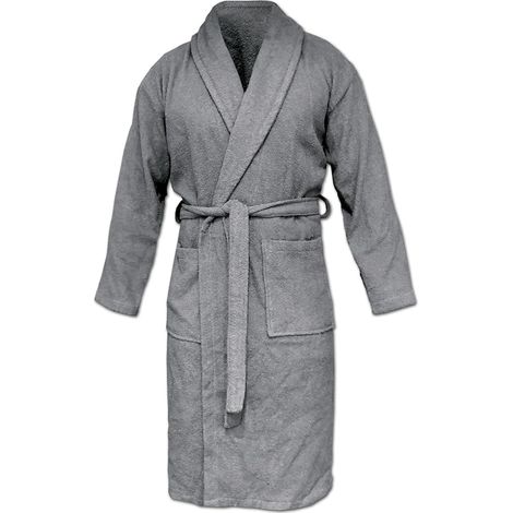 Accappatoio Spugna Unisex Cotone Lussuoso Grigio M (1/4)