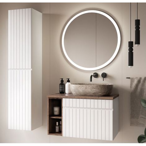 Ensemble meuble vasque + 3 éléments - 80 cm - Emblematic White - Livraison gratuite
