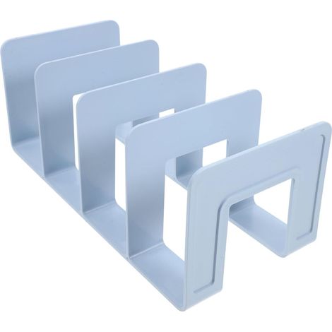 Organisateur de Bureau Bleu en Abs 4 Compartiments Stables et Robustes, Support Livre Multifonction pour Bibliothèque ou Librairie, Grosse Capacité de Rangement (1/5)