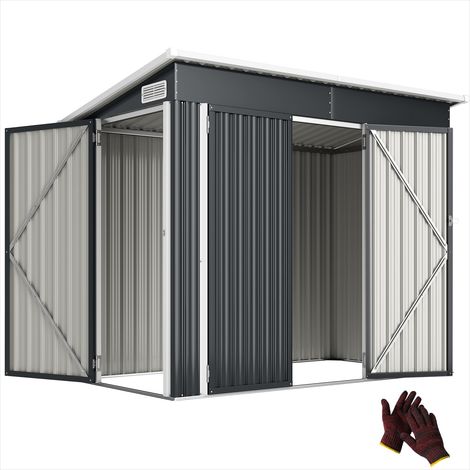 Abri de jardin métal triple porte verrouillable toit incliné 234 (1/5)