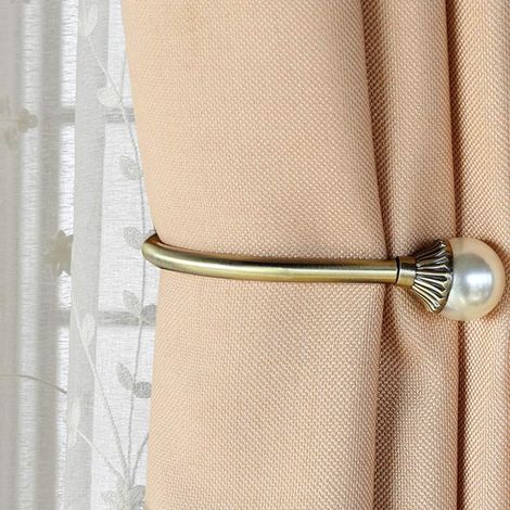 MINKUROW Juego De 2 Alzapaños Para Cortinas En Forma De U - Ganchos Decorativos Montados En La Pared - Dorado (1/2)